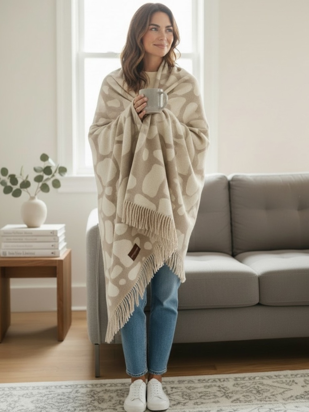 Roberto Cavalli Home Jerapah-Beige Blanket Wool Luxury Bedding Throw